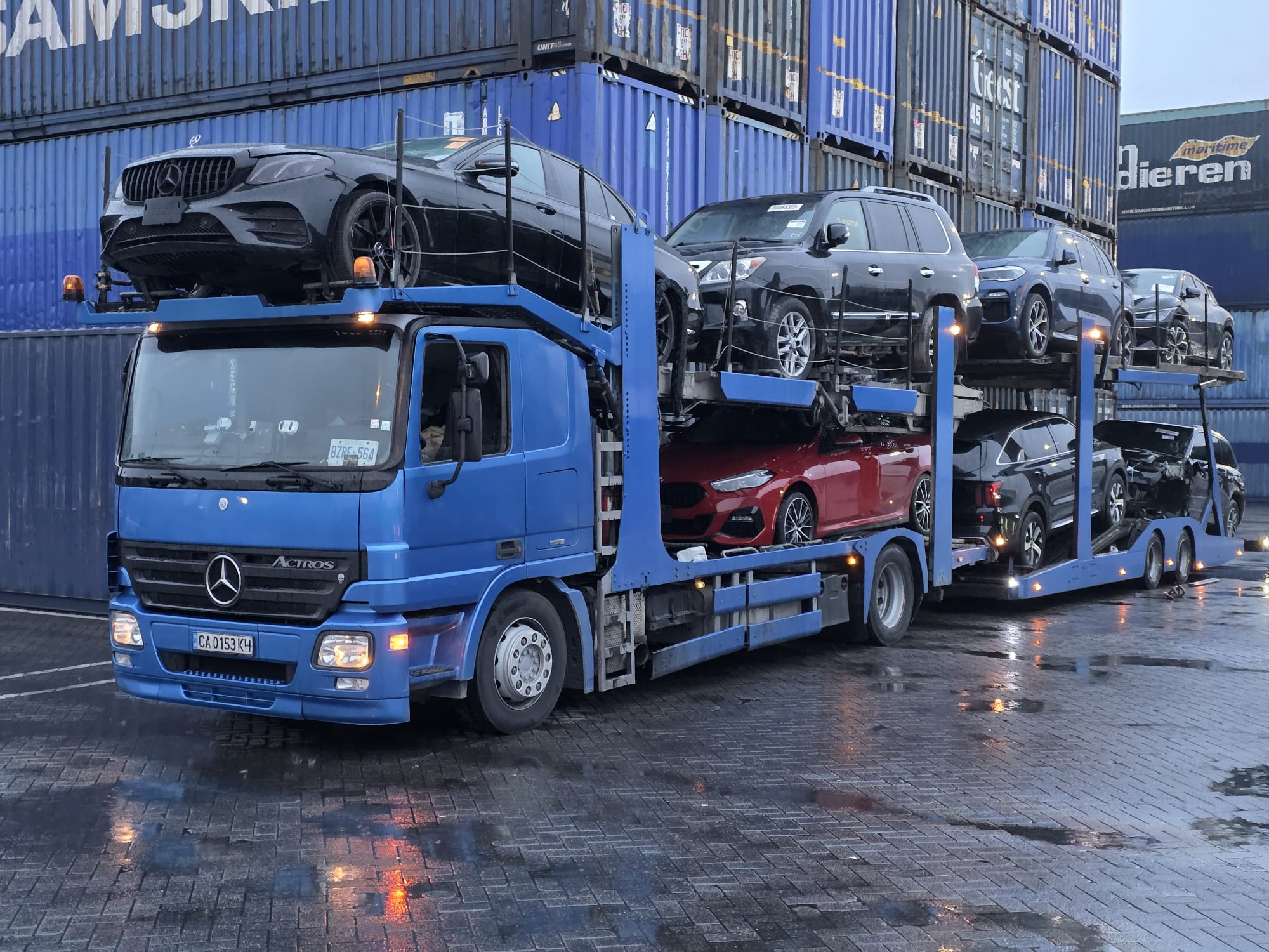 Car carriers at port